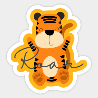 Cute Tiger Roar Design Sticker